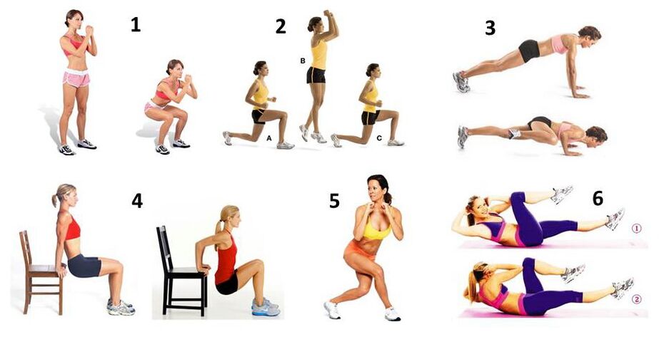 A set of exercises to lose weight the whole body at home